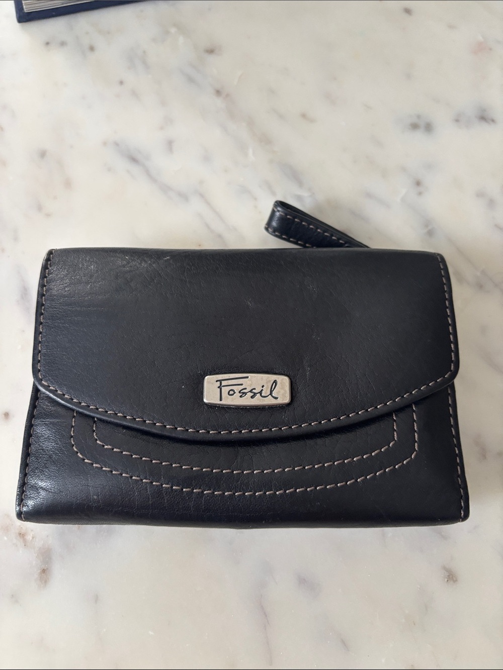 Fossil Black Leather Flap Wallet